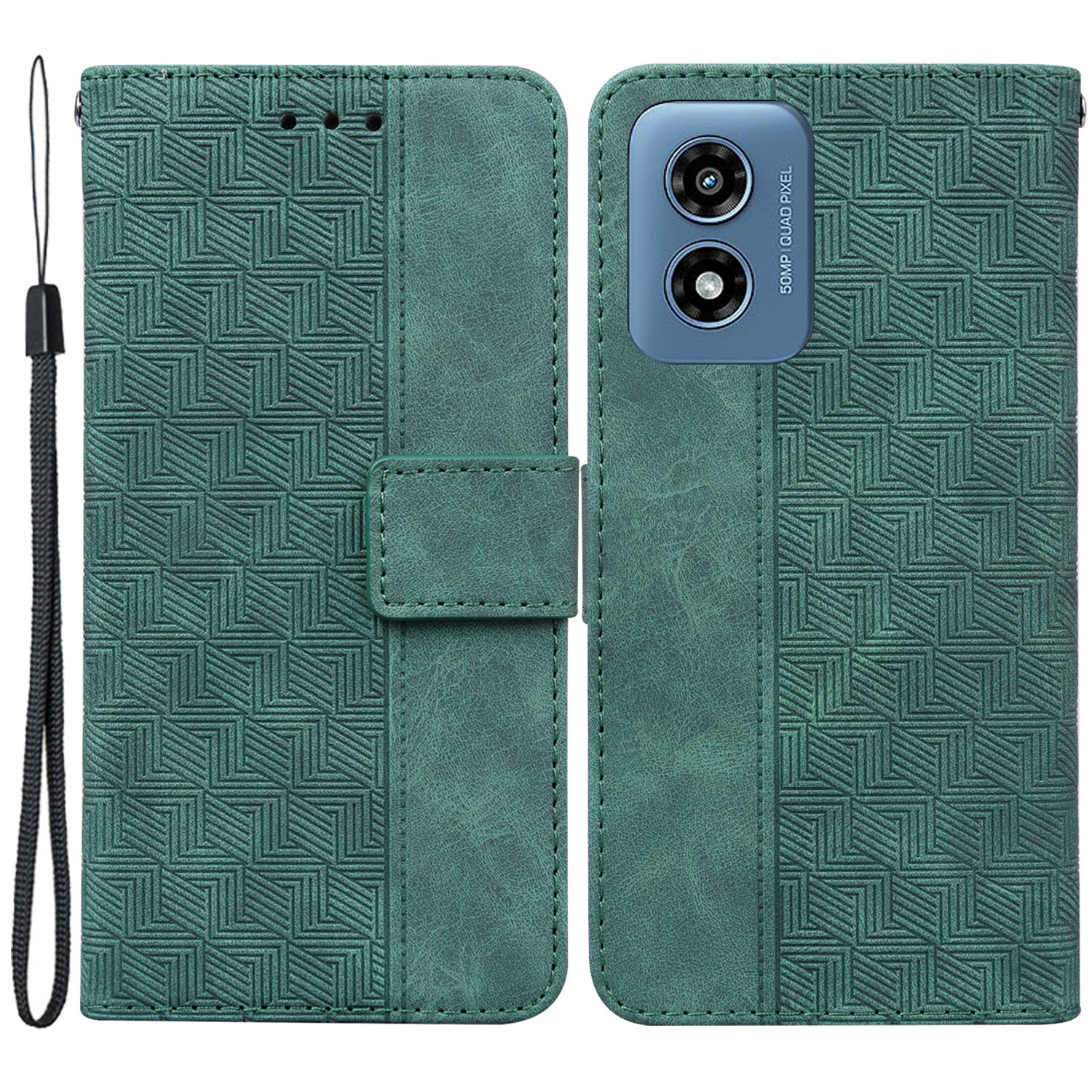 For Motorola Moto G Play (2024) 4G Case 3D Geometry Leather Wallet Phone Cover with Strap For Motorola Moto G Play (2024) 4G Case 3D Geometry Leather Wallet Phone Cover with Strap